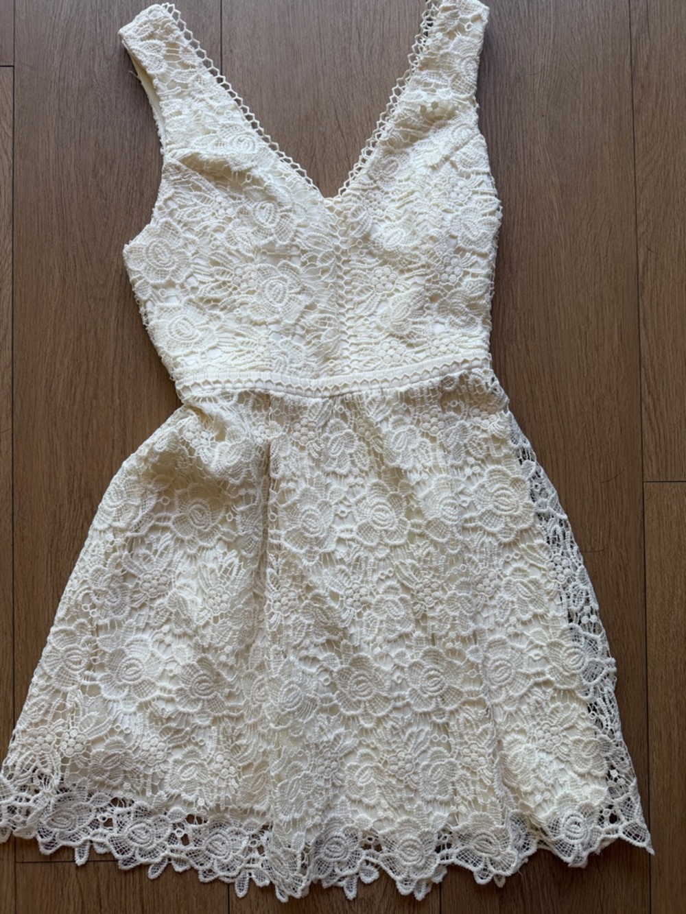 Altar'd State Cream Lace V-Neck Mini Dress